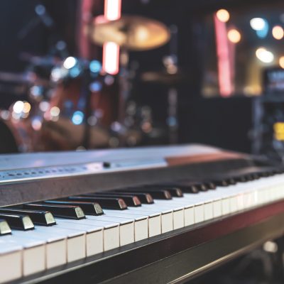 Close up of musical keys indoors with beautiful lighting.